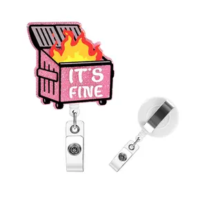 2024 Outdoor Acrylic Bling Retractable Badge Reel, 1 Count ID Badge Reel with Clip, Card Holder Belt Clip for Nurse Doctor Student Teacher Office Worker, 2024 Fall Gift, 2024 Back to School Supplies, Men Gifts, Badge Reels Retractable