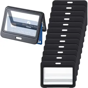 12PCS Id Card Holder Horizontal, Transparent Horizontal Id Badge Holder, Waterproof Horizontals Hard Plastic Black Badge Holders, for Office,Credit Cards, Office Supplies