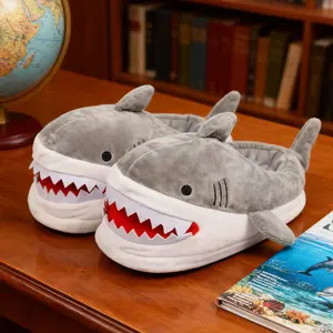 Giant Shark Mouth Slippers for Women! Realistic Teeth & Open Mouth Plush Design, Fun and Cozy Home Footwear, Pet Shark