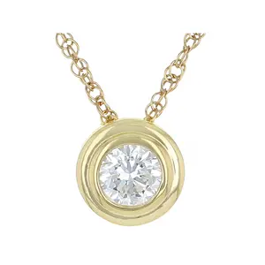 JTV White Lab-Grown Diamond VS F-G 14K Yellow Gold Over Sterling Silver Solitaire Pendant W/Chain 0.25ct
