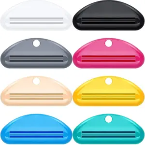 8 Pieces Toothpaste Tube Squeezer Dispenser Toothpaste Rollers Clips for Bathroom (Beige, Gray, Black, Rose Red, Green, Yellow, White, Blue)