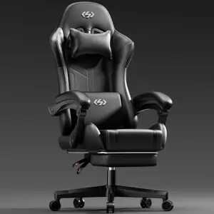 Gaming Chair with Footrest, Pu Leather Video Game Chairs for Adults, Reclining