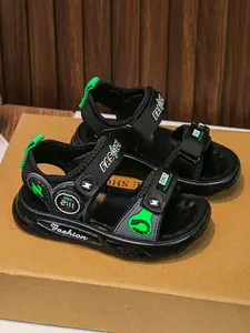 2026 New Trendy Boys' Functional Sports Sandals, Multicolor Contrast Dual Velcro Easy On/off, Breathable Anti-Slip Thick Sole, Adjustable Straps