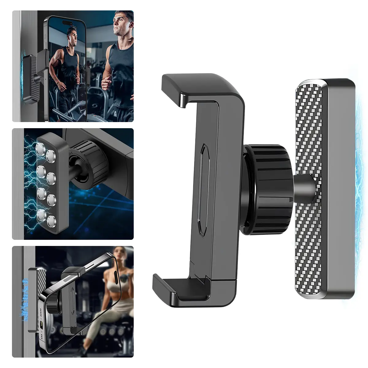 Portable Gym Magnetic Smartphone Mount - Dual Magnet MagSafe Stand with Alloy Base, Hands-Free Mobile/Cellphone Accessory, Compatible with iPhone & Android, Gym Essential for Workout Recording, Accessories, Hands-Free Phone Holders & Mounts