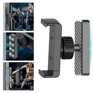 Portable Gym Magnetic Phone Mount, Dual Magnet MagSafe Stand with Alloy Base, Compatible with iPhone Android, Gym Essentials for Workout Recording Home Garage