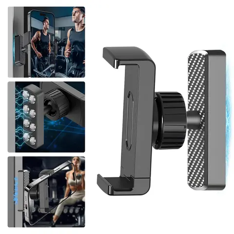 Portable Gym Heavy-Duty Magnetic Smartphone Stand - Alloy Anti-slip Base, Hands-Free Cellphone Mount, Magsafe Compatible Adjustable View Mobile Accessory for Fitness Lovers' iPhone/Android Workouts