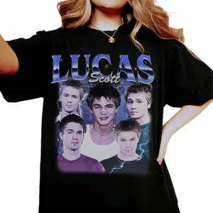 Women's Oversized Spandex Short-Sleeve Vintage 1 Tree Hill Lucas Scott Bootleg T-Shirt, Casual Fashion Top