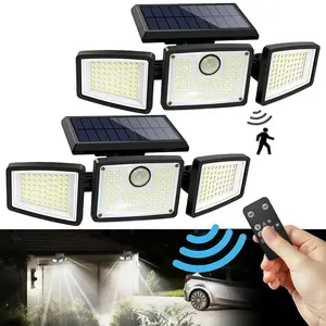 2-Pack Solar Outdoor Wall Lights Tri-Fold Rotatable 270°C Illumination 2500LM Motion Sensor Flood Light with 6500K LED for Large Spaces, Solar Floodlight, Wireless Wall Lights