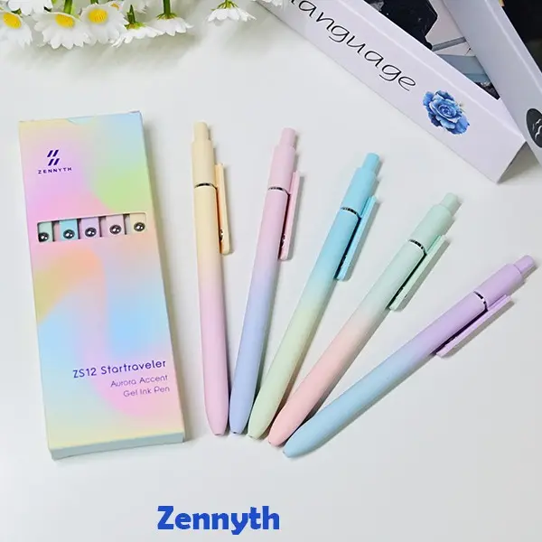 5PCS Multi Colored Assorted Colored Pens - Minimalist Press-Style Office Stationery Supplies Set with Comfort Grip, Smooth Writing, Bible Safe Pens & Refills for Back to School Haul, Bible Journaling