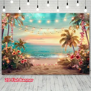Tropical Floral Palm Paradise Beach Background Banner, Hawaiian Party Decoration, Indoor Outdoor Use, Perfect Theme Celebration Decor, Photo Backdrops