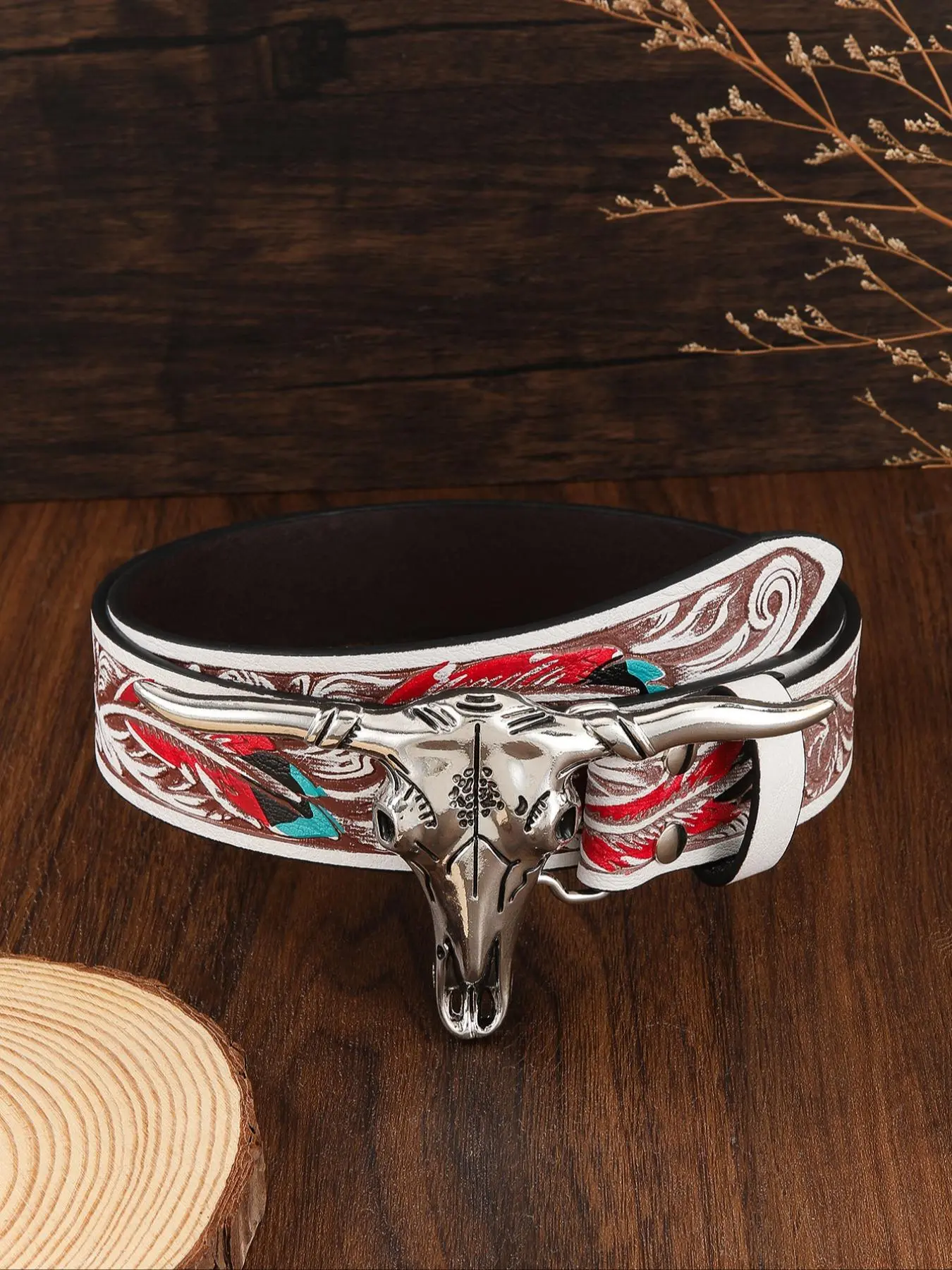 Vintage Boho Floral Concho Stretch Belt Silver Flower Buckle Women main image 2