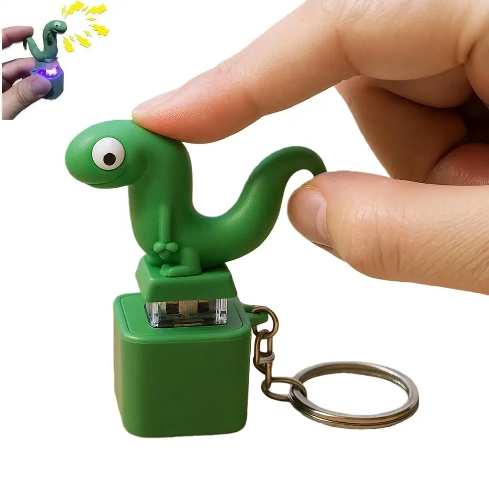 Lizard Button Keychain, Rechargeable Sound & Light Animal Charm Keychain, Fidget Toy for Adults Anxiety Relief, Cute Sensory Tactile Interaction Stress Relief Toy, Portable Backpack Pendant Gift, Cute Keychain Accessory, Fidget Keyring, Key Charms