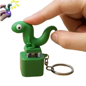 Lizard Button Keychain, Rechargeable Sound & Light Animal Keychain, Fidget Toy for Adults Anxiety Relief, Cute Sensory Stress Relief Toy, Portable Backpack Pendant Gift