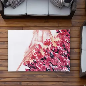 Begin Home Decor C1ROAR358BZABW 3 x 5 ft. Pink Eiffel Tower Outdoor Rectangle Area Rug - Seasons Flowers Decor