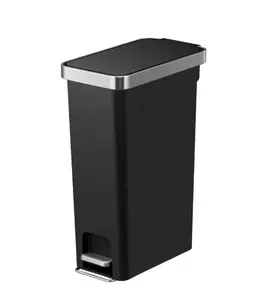 Better Homes & Gardens 10.5 Gallon Kitchen Step Trash Can, Plastic Slim Step-On Kitchen Trash Can, Black