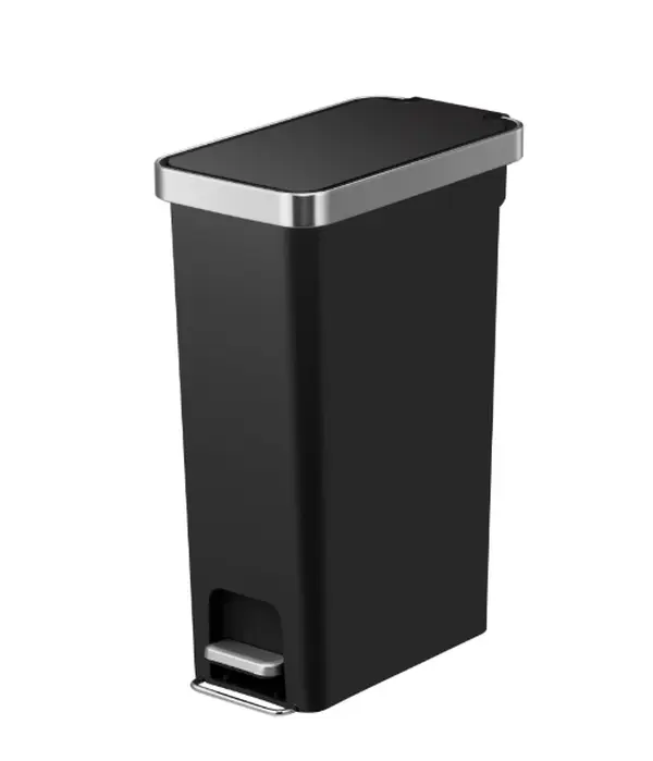 Better Homes & Gardens 10.5 Gallon Kitchen Step Trash Can, Plastic Slim Step-On Kitchen Trash Can, Black