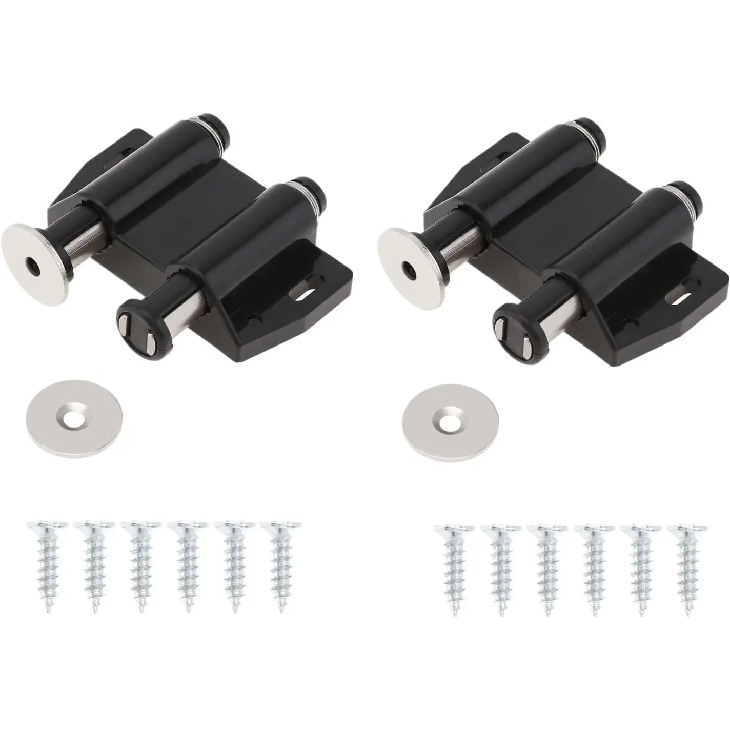 Magnetic Touch Latch, 4 Pack Cabinet Push Open Double Magnetic Door Latches and Catches (Black)