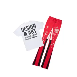 Damone White/Red T-Shirt/Super Stacked Track Set