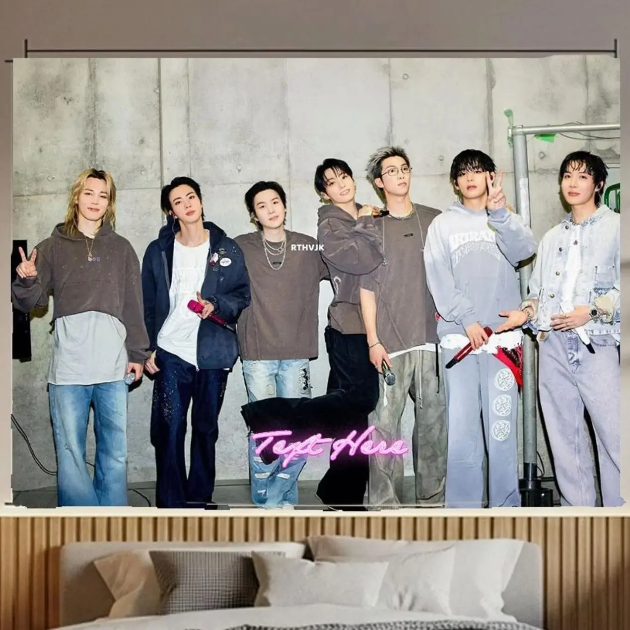 Bangtan Hanging Tapestry | Bantan Boys | Personalized Wall Art | Polyester Fabric | Ship Flag Banner