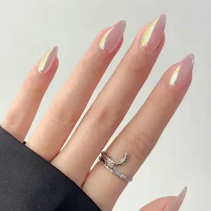24pcs Almond Shape Glossy Nail Polish, Manicure, Long-Lasting Waterproof Design, Perfect for Daily Wear & Parties, Suitable for Women & Girls