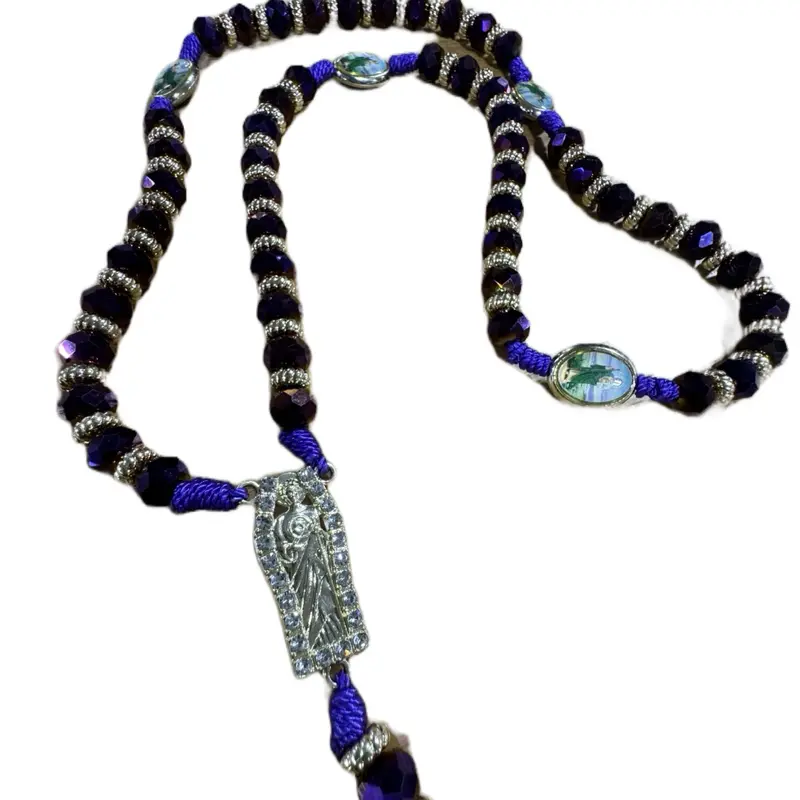 Elegant Rosary purple San Judas tadeo Color Religious Beads with Cross