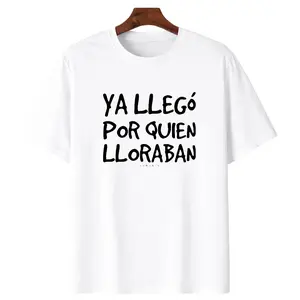 100% Cotton Funny Spanish Saying T-Shirt - "Ya Llego Por Quien Lloraban" Humorous Graphic Tee, Black with White Text, Regular Fit Short Sleeve Round Neck Casual Shirt for Adults, Machine Washable