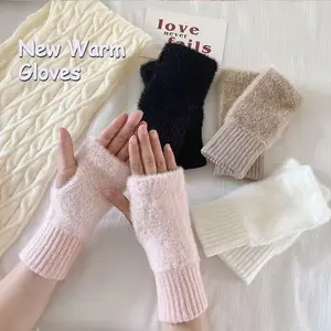 Winter Flexible Operation Anti-Freeze Warm Fingerless Knitted Gloves, Stretchable Cuff Design, Outdoor Warmth, Holiday Gift