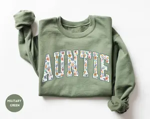 Floral Auntie Short Sleeve T-SHIRT / Sweatshirt, Aunt Crewneck, New Aunt Gift, Aunt, Pregnancy Reveal for Aunt
