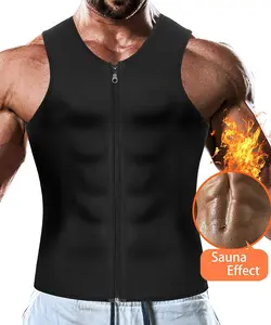 Menswear Sauna Vest Sweat Sports Zipper Neoprene Workout Tank Tops Vest Compression Body Shaper Sauna Shirt Fitness Shapewear Athletic Activewear Fabric Stretchy Clothes Gamis Bestie