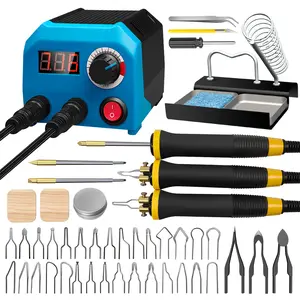 LH55-T2-NS3 Wood Burner kit Wood Burning Tool Pen 200~750℃, Wood Burning kit with Digital Thermometer Temperature Adjustable Temperature,3 pyrographic Wood Burning pens, 3 solid copper pen tips, 33 Wood Burning Pen Tips