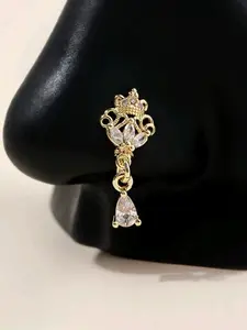 Bohemian Sexy Style Fake Nose Ring, Silver Color Cubic Zirconia, No Piercing Required, Fashion Hip Hop Accessory