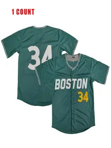 Men's 34 Embroidery Baseball Jersey, Quick Drying Breathable Baseball Shirt, Casual Athletic Wear for Men