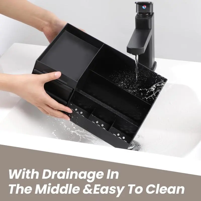 Men's Cologne Storage Rack, Bathroom Counter Organizer and Perfume Tray with Toothbrush and Sink Brush Holder, Durable Plastic Organizers, Cosmetic Storage Box, Versatile Organizer