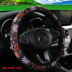 Flower Pattern Car Steering Wheel Cover, Non-slip Steering Wheel Cover, Waterproof Steering Wheel Cover, Automotive, Car Accessories