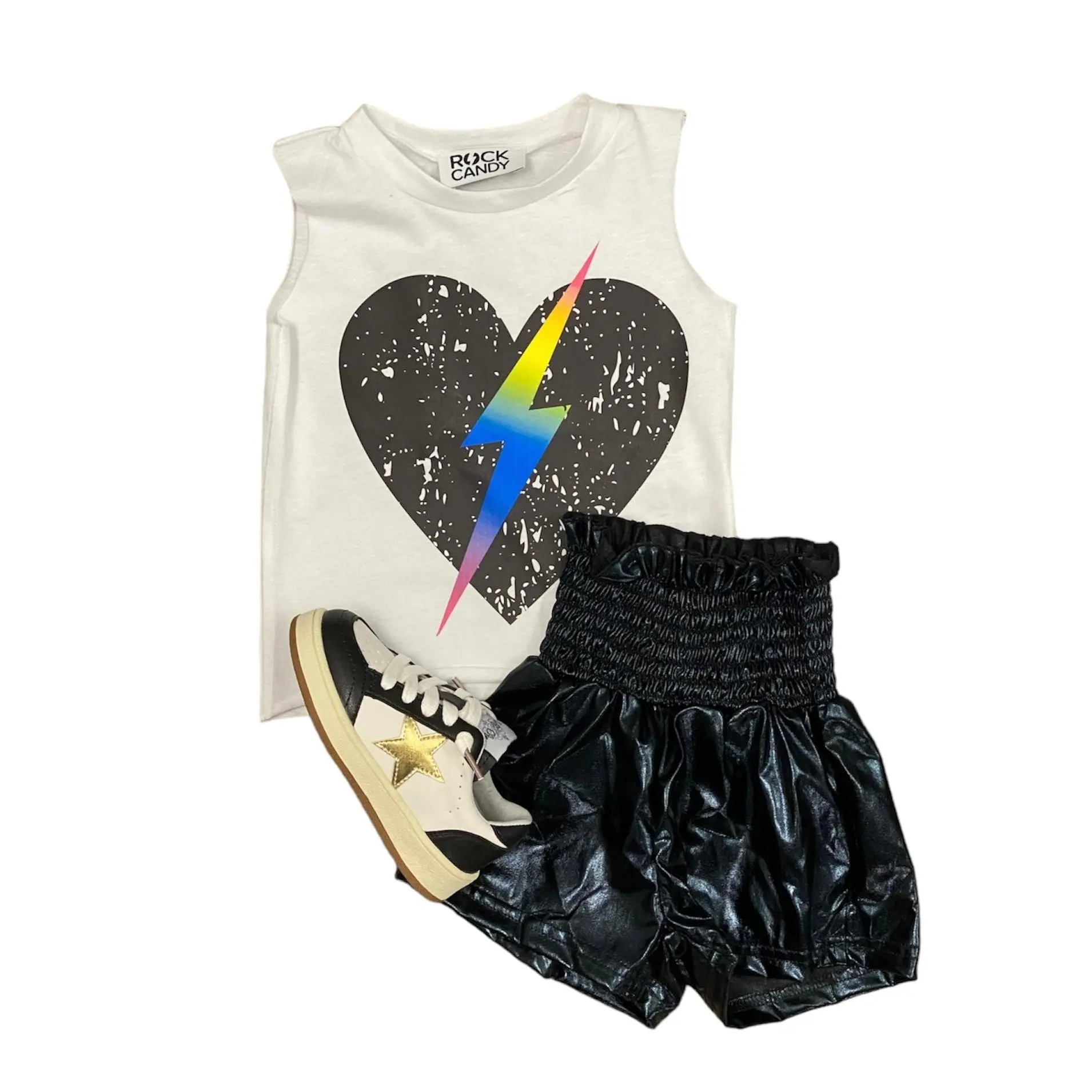 Black Metallic Swing Shorts