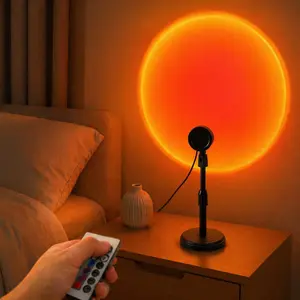 RGB 180°-Adjustable Projection Lamp, 4-Mode Remote Control Golden Hour Night Light for Bedroom, Photography, Home Wall Decor & Gift