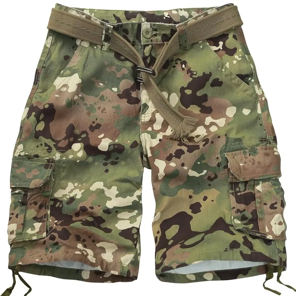Mens Cargo Shorts Relaxed Fit Camo Casual Shorts Multi-Pocket Work Shorts with Pockets 11" Inseam