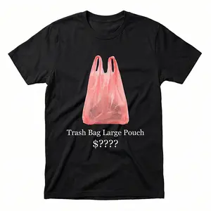 MoodTees Satirical Trash Bag Graphic T-Shirt – Funny dark humor black tee, streetwear statement shirt, short sleeves, crew neck, 100% cotton, soft breathable fabric, comfortable relaxed fit, trendy casual wear, perfect for everyday outfits and gifts