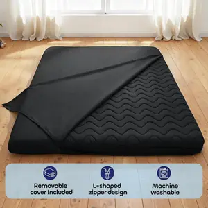 [Cozyfuzy] Japanese Floor Mattress Dorm Essentials-3.5" Extra Firm Futon Mattress, 5-Layer Support High-Density Foam Tatami Mat, Foldable & Portable Sleeping Pad for Guest, Dorm, Kids Room, Camping