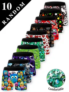 Men's Graffiti Print Briefs, High Elastic Knit Fabric, 95% Polyester 5% elastane, Soft Breathable Casual Underwear, Fitness Boxing Shorts, Stretchy Boxer Briefs