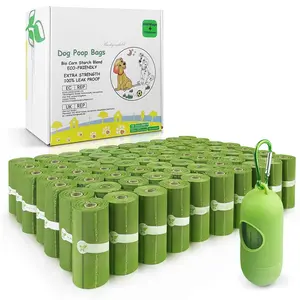 Biodegradable Poop Bags-1050 Counts, 70 Rolls With a Free Dispensers, Dog Waste Bags Made of Cornstarch, Size: 9×13 Inch, Extra Thick Strong and 100% Leak Proof (Green)