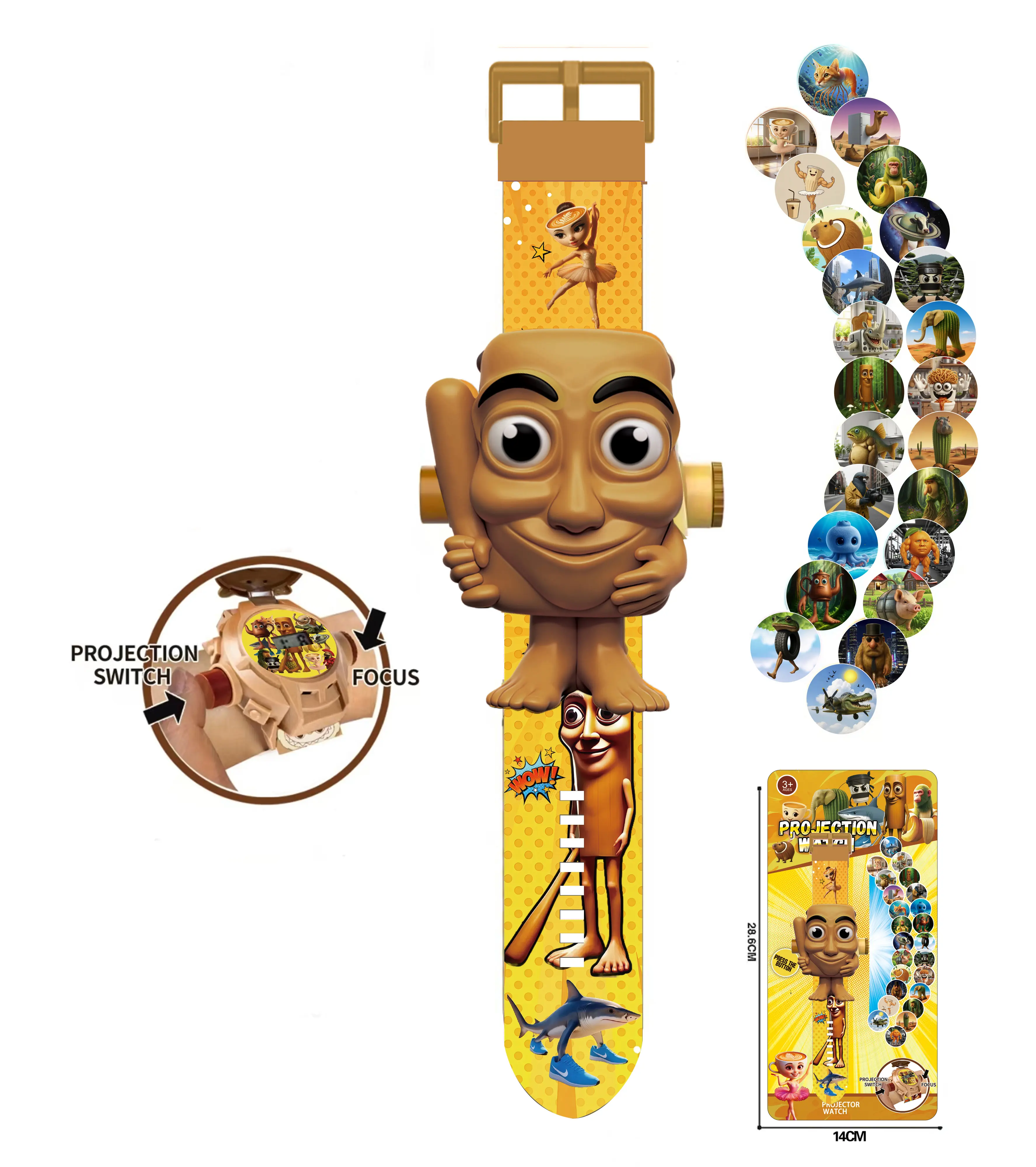 Tung Tung Tung Sahur Watch Adjustable Wristwatch with Digital Screen Featuring 24 projections, Multiple Characters