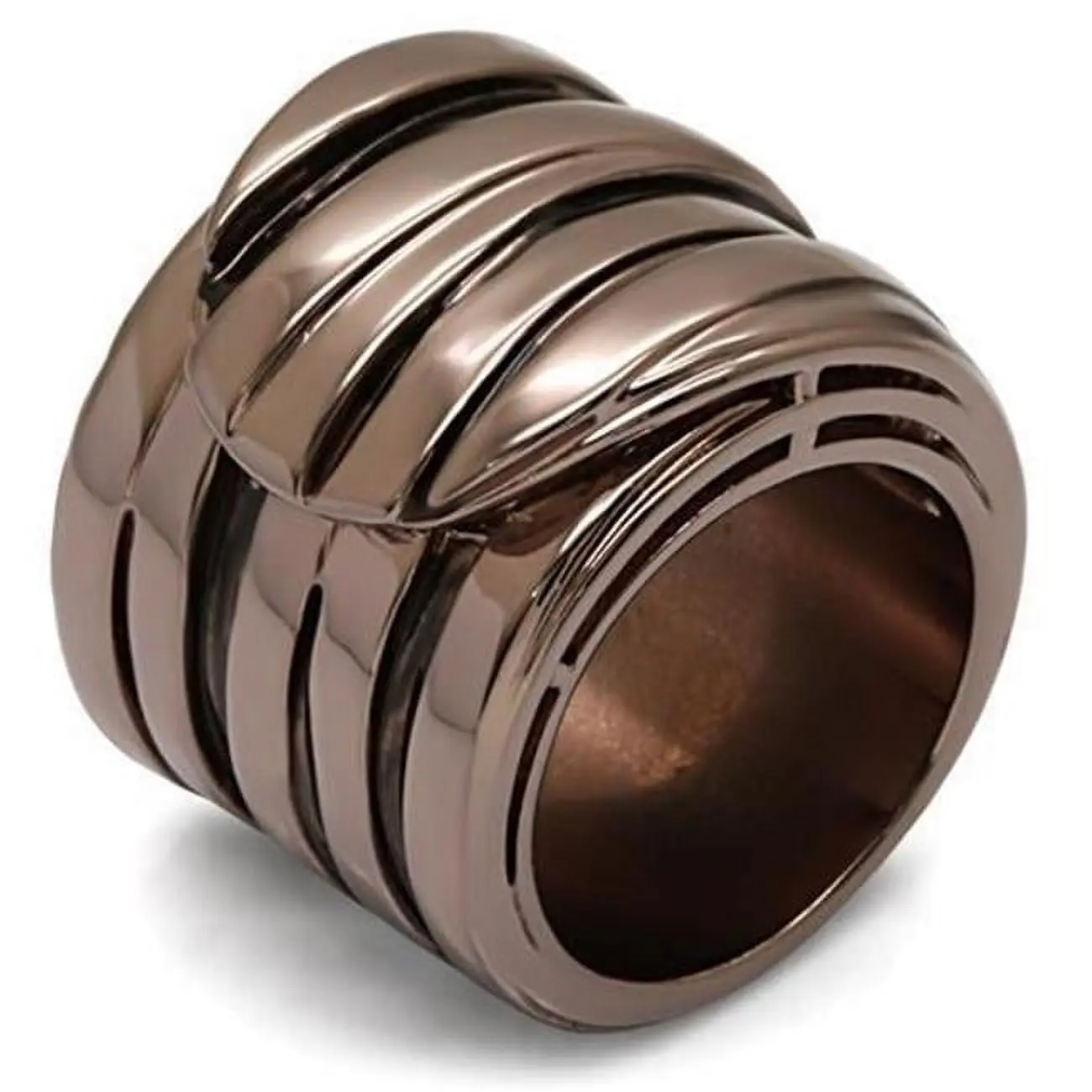 Alamode LO1643-7 Women's Chocolate Gold Brass Fashion Ring - Size 7, Natural Simple Design, Enhancing Natural Beauty Costume Jewelry Accessory