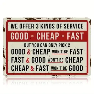 "WE OFFER 3 KINDS OF SERVICE" vintage metal sign, novelty plaque decoration, interior decoration, wall decoration, outdoor decoration, grade service logo, service logo