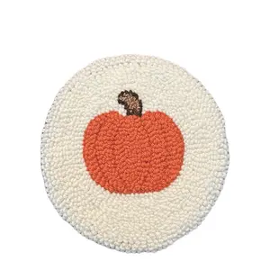 Fall-Pumpkin cute punch needle mug rug coaster
