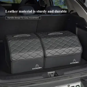 Car Trunk Organizer Box Foldable Storage Bin Leather Suitcase For Citroen C5X e-C4 X e-C3 C4 C3 C5 Berlingo C-Elysee C-Crosser C1 C6 C2