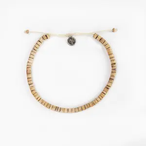 Suluban Wood Beaded Anklet - Blonde