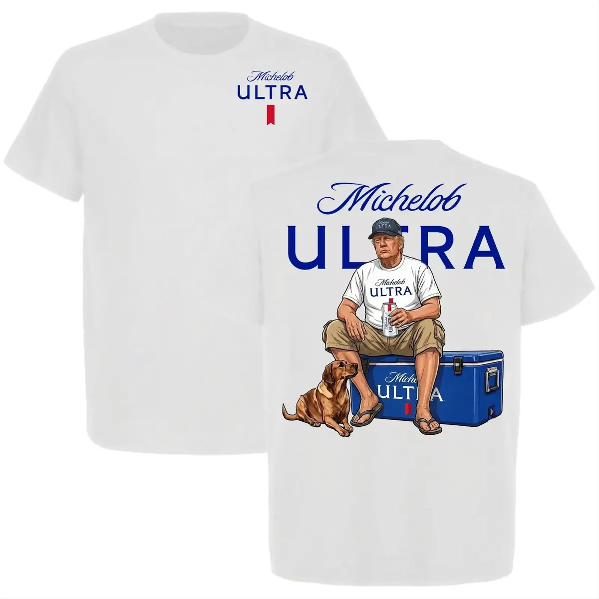 Funny Donald Trump Michelob Ultra Graphic T-Shirt, Retro Tailgate Beer Humor Unisex Cotton Tee
