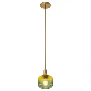 PARROT UNCLE 6 Inch Felix 1-Light Pendant Light Modern Copper Drum Design Iron Glass Shade for Dining Room Dry Location Elegant Lighting Ambient Decoration Lamp