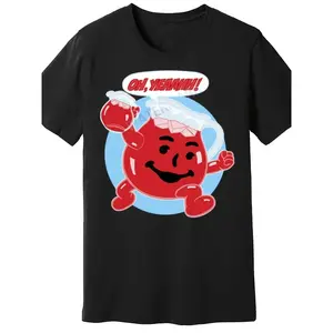 Men'S "Kool Aid" Graphic T-Shirt - Machine Washable, Fun Cartoon Design , Perfect Gift for Men, Women, Dad, Mom, and Friends, Sizes S-5XL, Black